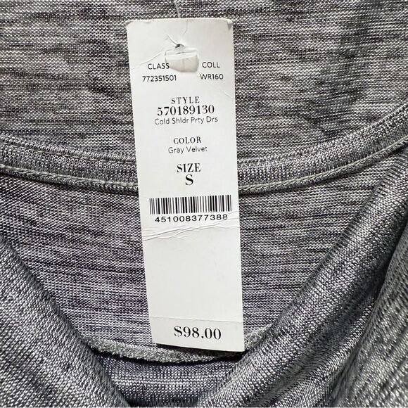 NWT WHBM Marled Gray Cold Shoulder Dolman Blouson Dress gray beaded Small - Picture 8 of 12